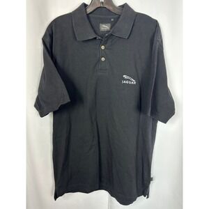Jaguar Cotton Polo Shirt Black Embroidered‎ Logo Short Sleeve Cotton Mens Large